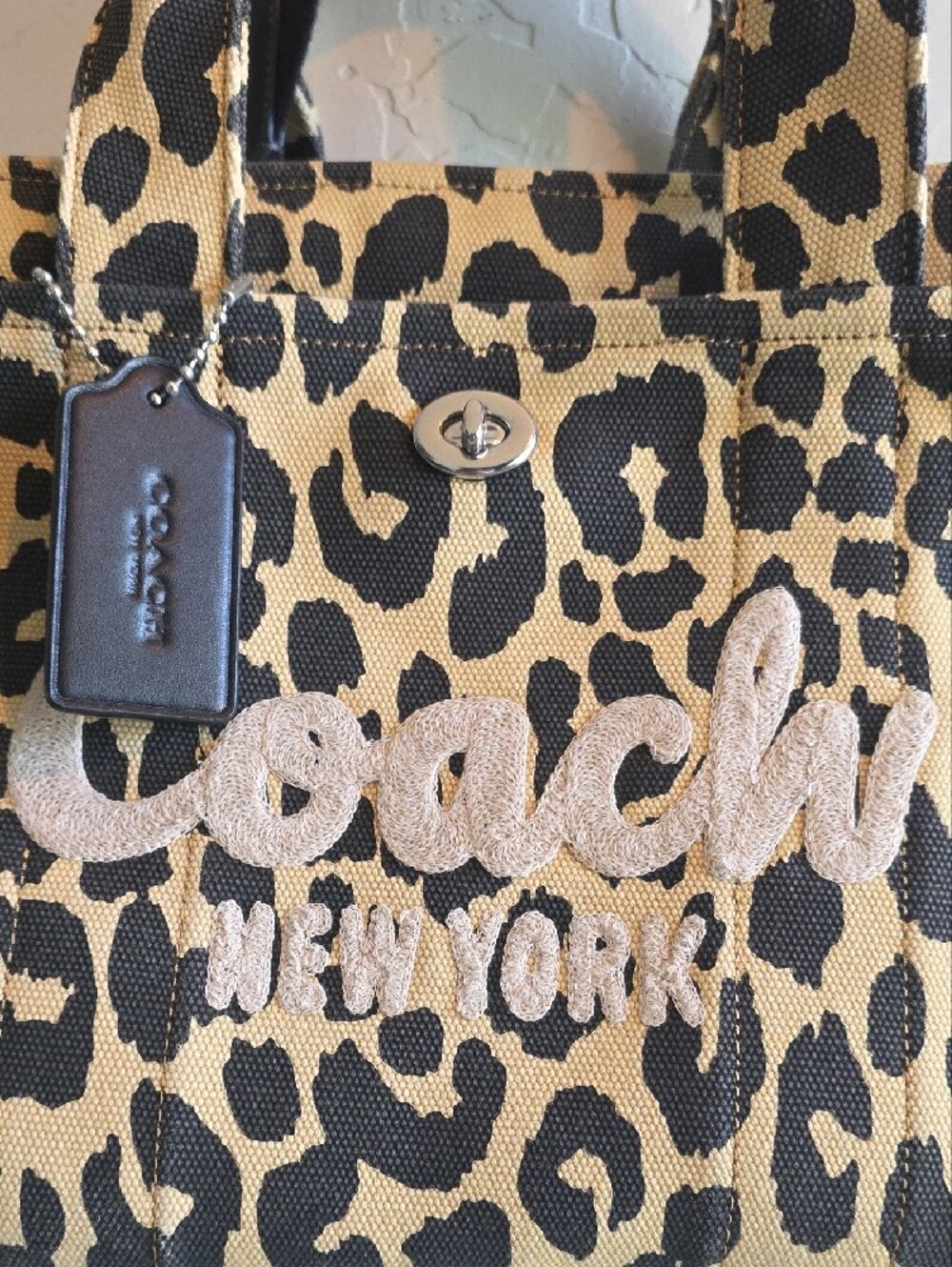 Coach Leopard-Print Canvas Tote Bag - Beige & Black - Picture 2 of 7